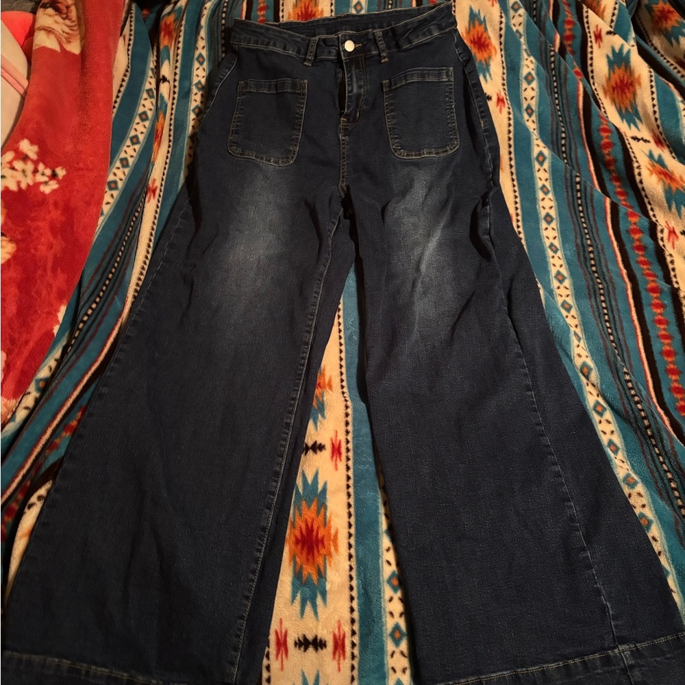 Classic Blue Wide-Leg Jeans